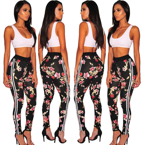 Echoine Floral Print Two Piece Set Sportwear Crop Top + Long Pant Women Clothes 2019 Outfits Womens Tracksuit Set