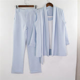 Women V Neck 3 Piece Suit Lace Up Waisted Slim Bracelet Sleeve Blazer with Strap Vest & Trouser Set Female Pant Suits