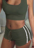 2Pcs Women Summer Clothing Set Sleeveless Crop Top Shorts Tracksuit Set Women Casual Clothes Set Suit