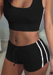 2Pcs Women Summer Clothing Set Sleeveless Crop Top Shorts Tracksuit Set Women Casual Clothes Set Suit
