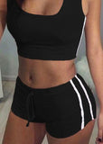 2Pcs Women Summer Clothing Set Sleeveless Crop Top Shorts Tracksuit Set Women Casual Clothes Set Suit